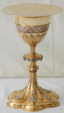 Solid silver gilt antique French Gothic Chalice.